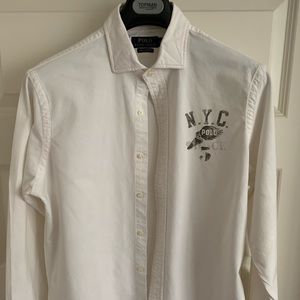Ralph Lauren Polo Shirt White Button Up Size Large
